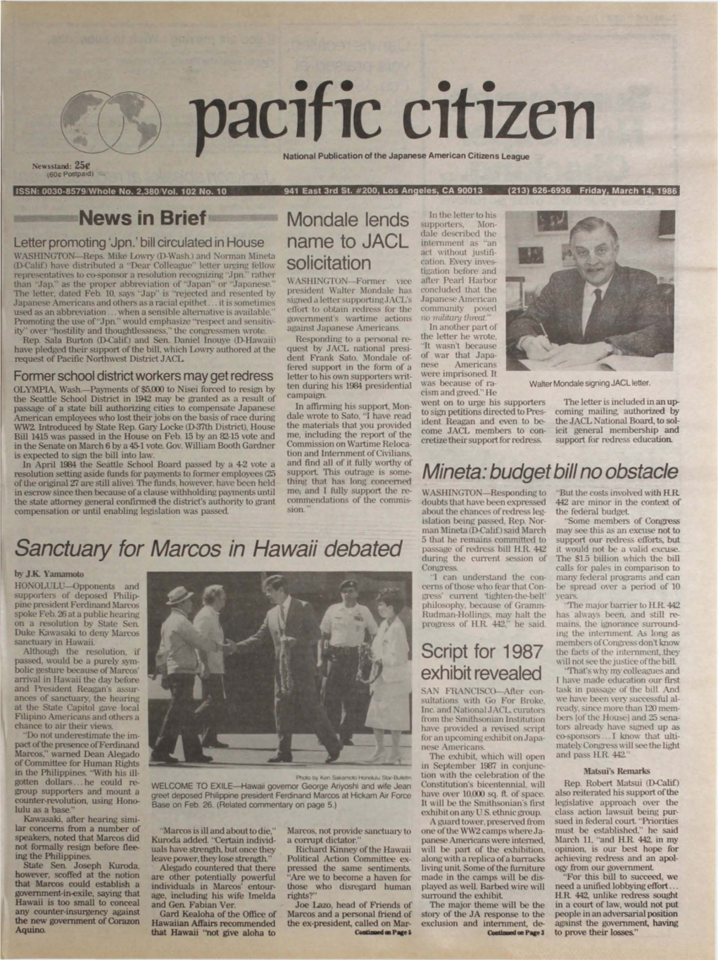 Acl Lc Cl Lzen National Publication of the Japanese American Citizens League Newsstand: 25¢ T60e Postpaid)