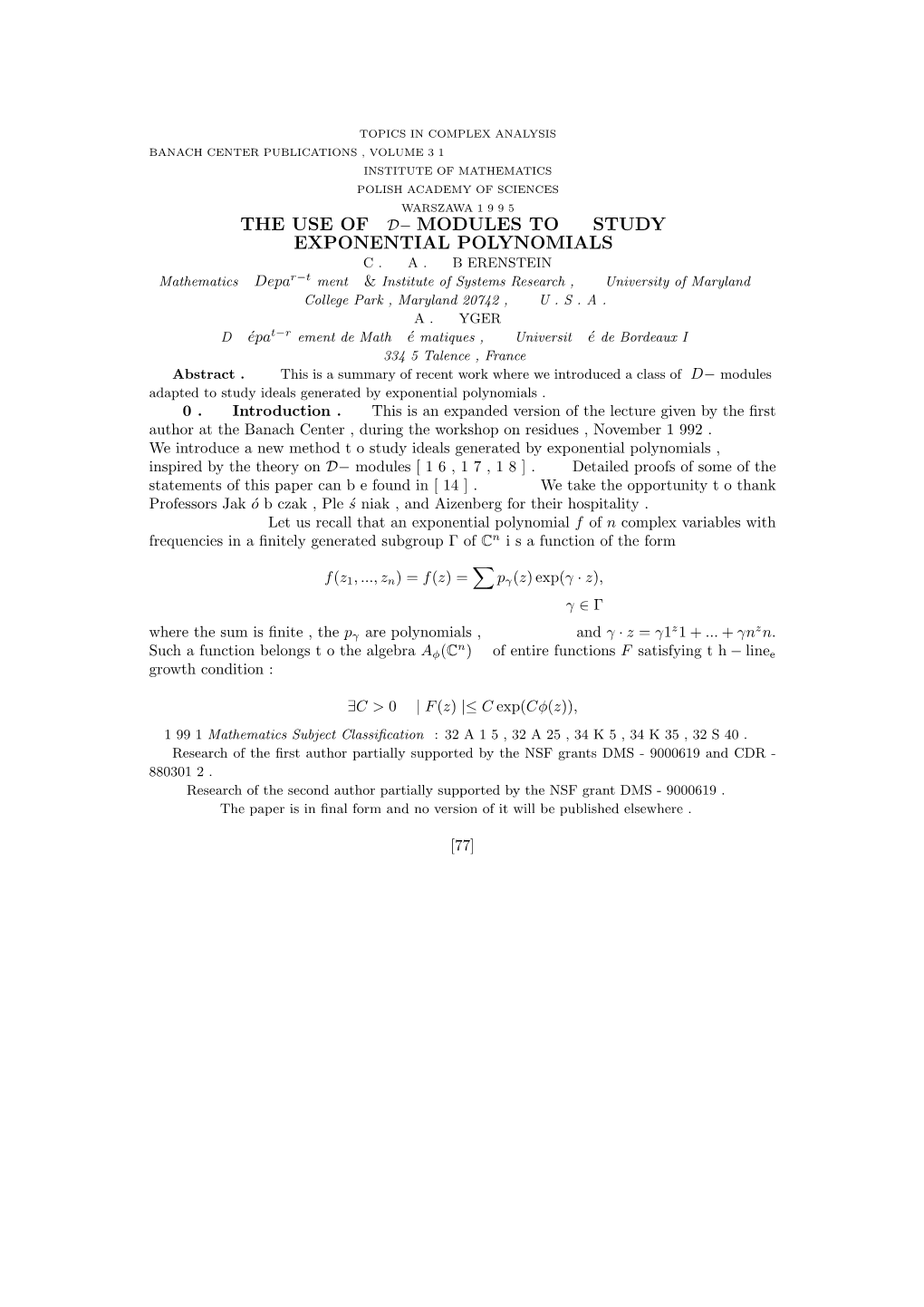 The Use of P- Modules to Study Exponential