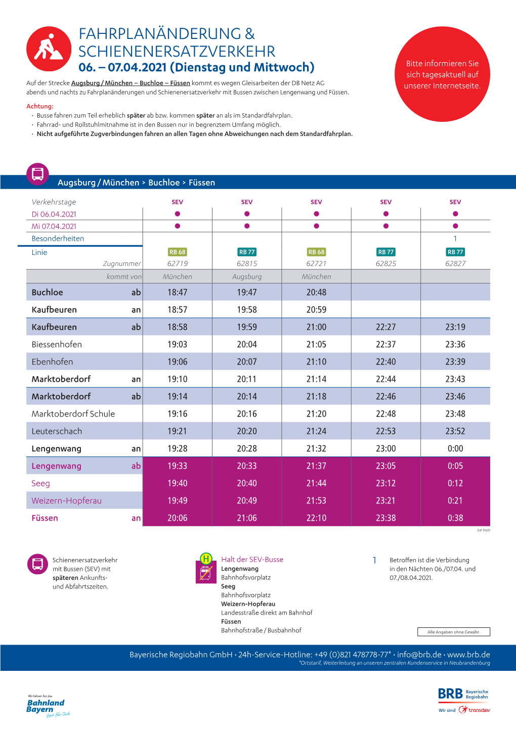 Fahrplanänderung & Schienenersatzverkehr