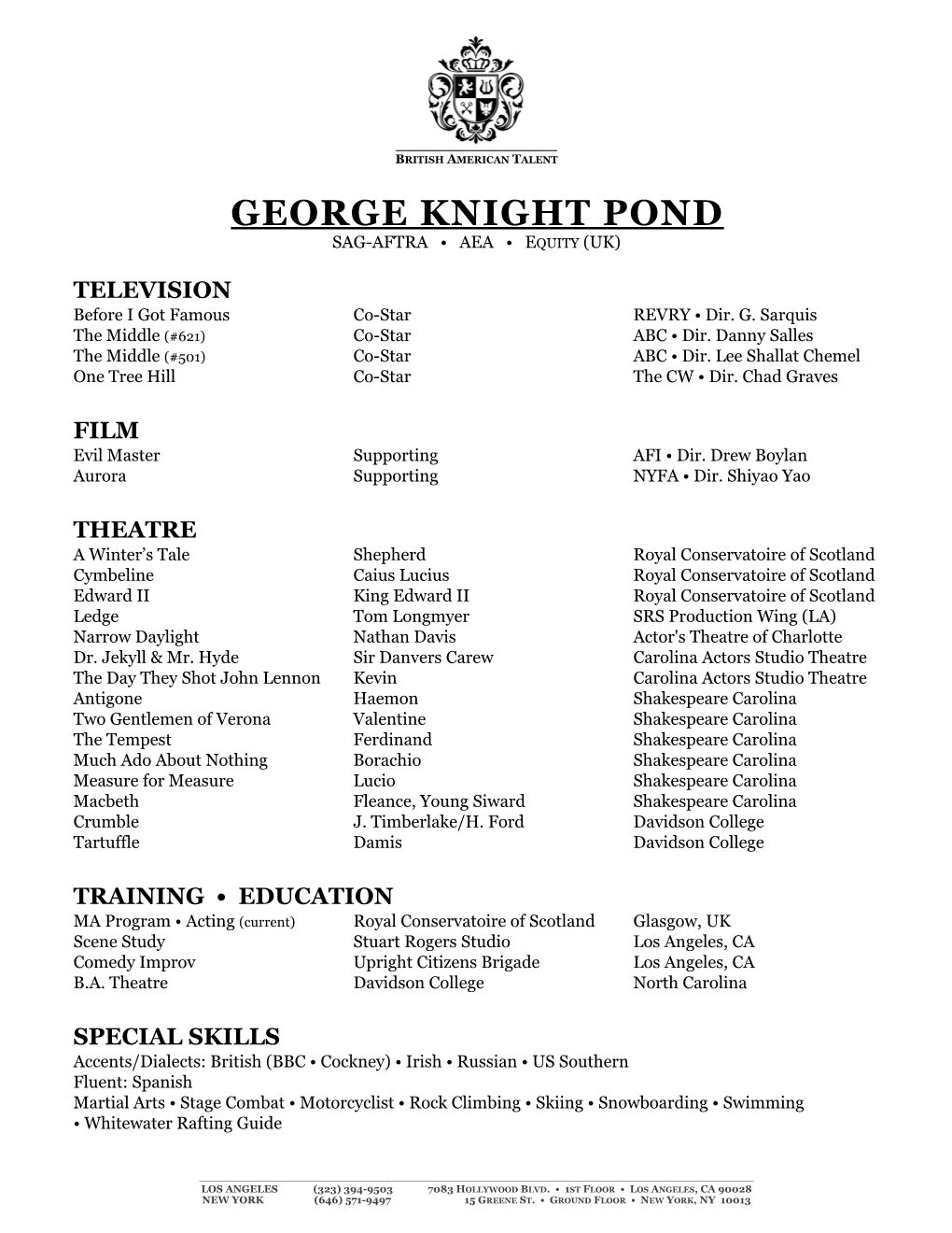 George Knight Pond Resume