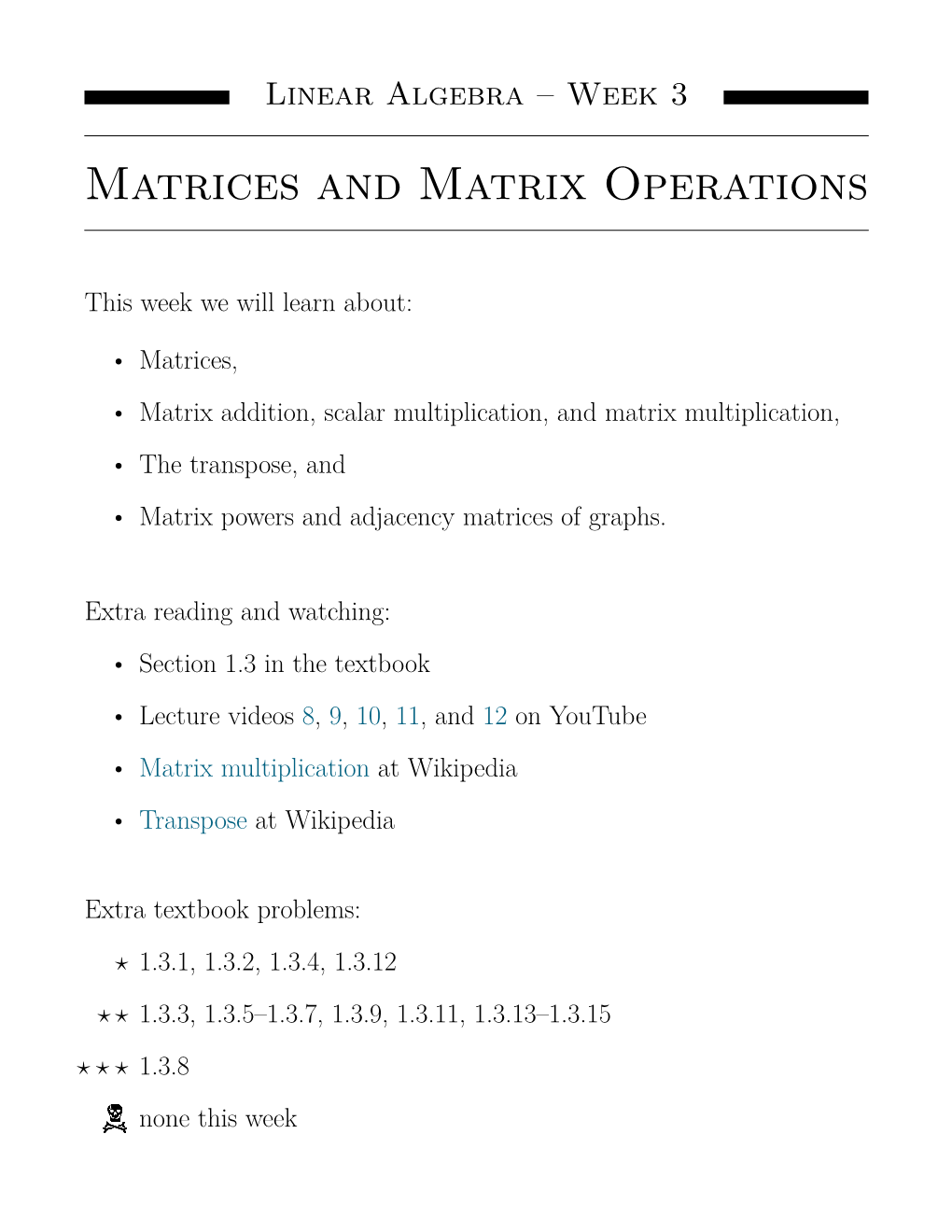 Matrices and Matrix Operations