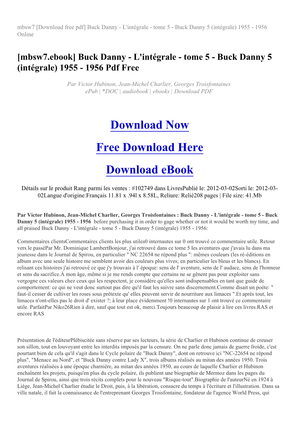 Mbsw7 [Download Free Pdf] Buck Danny - L'intégrale - Tome 5 - Buck Danny 5 (Intégrale) 1955 - 1956 Online