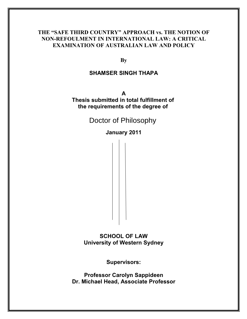 Doctor of Philosophy January 2011