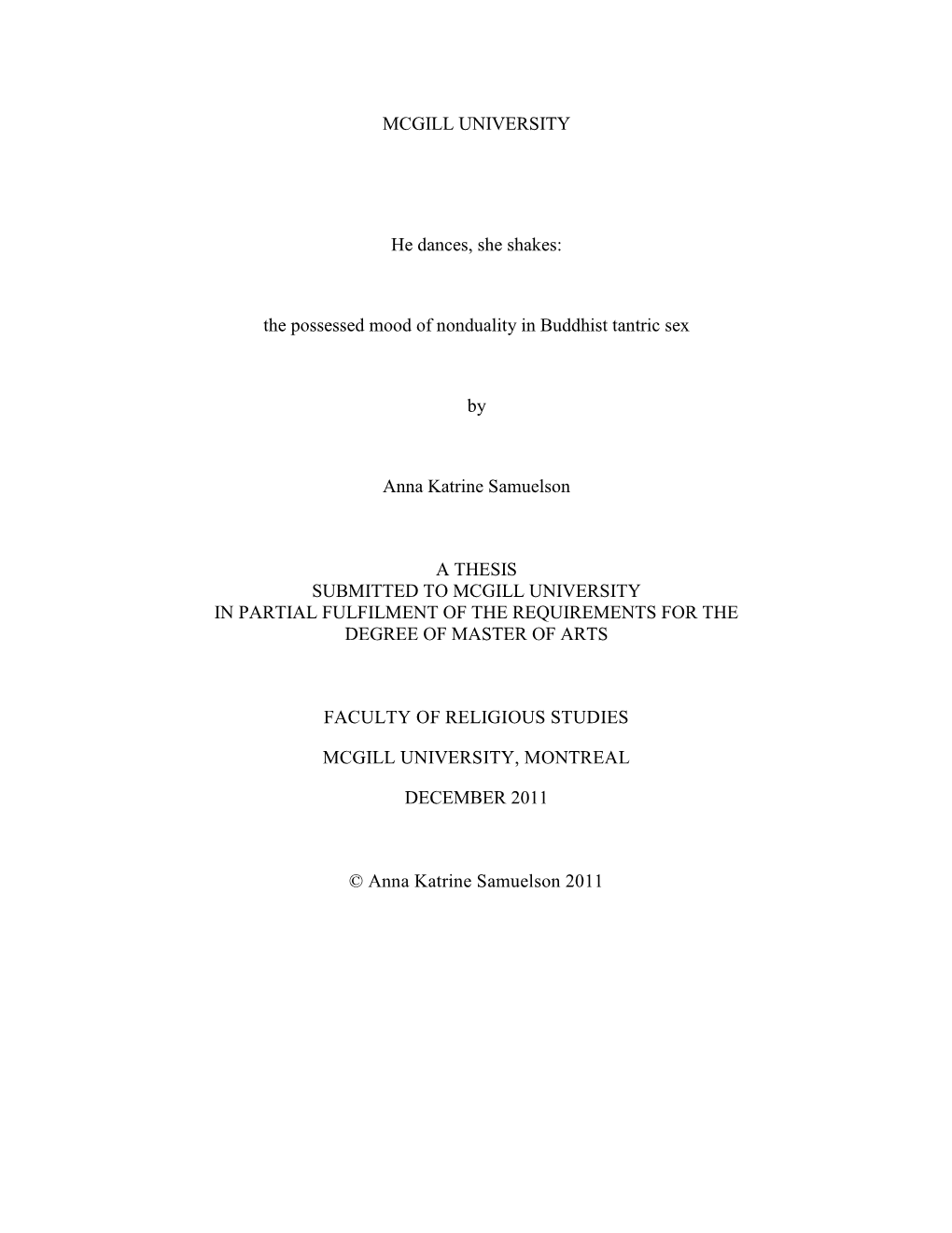 The Possessed Mood of Nonduality in Buddhist Tantric Sex by Anna