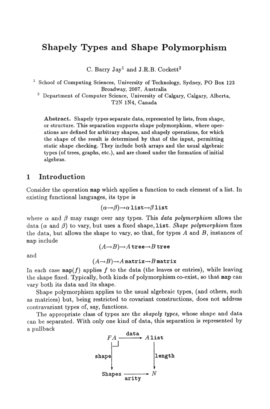 Shapely Types and Shape Polymorphism