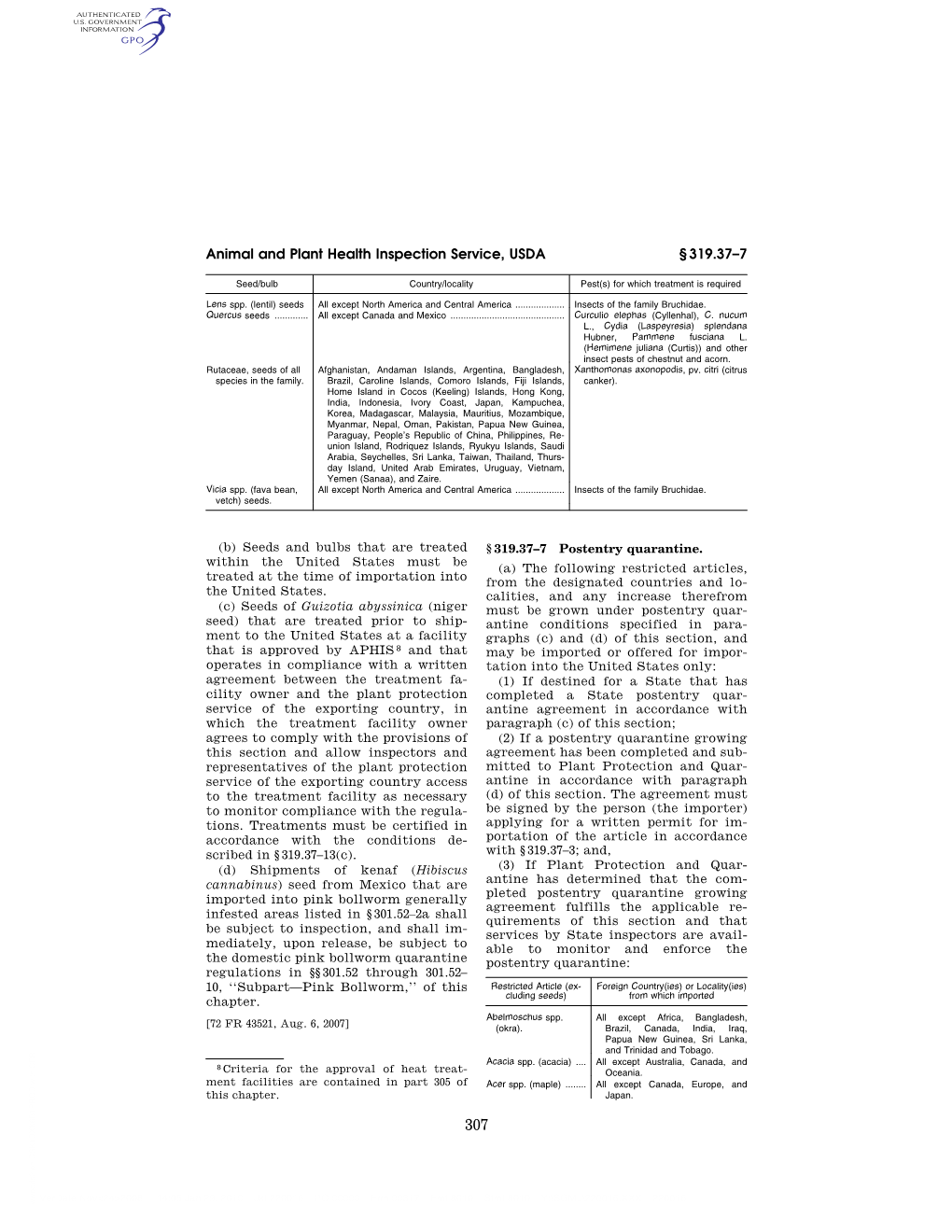 Animal and Plant Health Inspection Service, USDA § 319.37–7