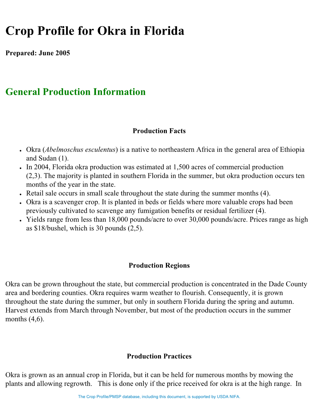 Crop Profile for Okra in Florida