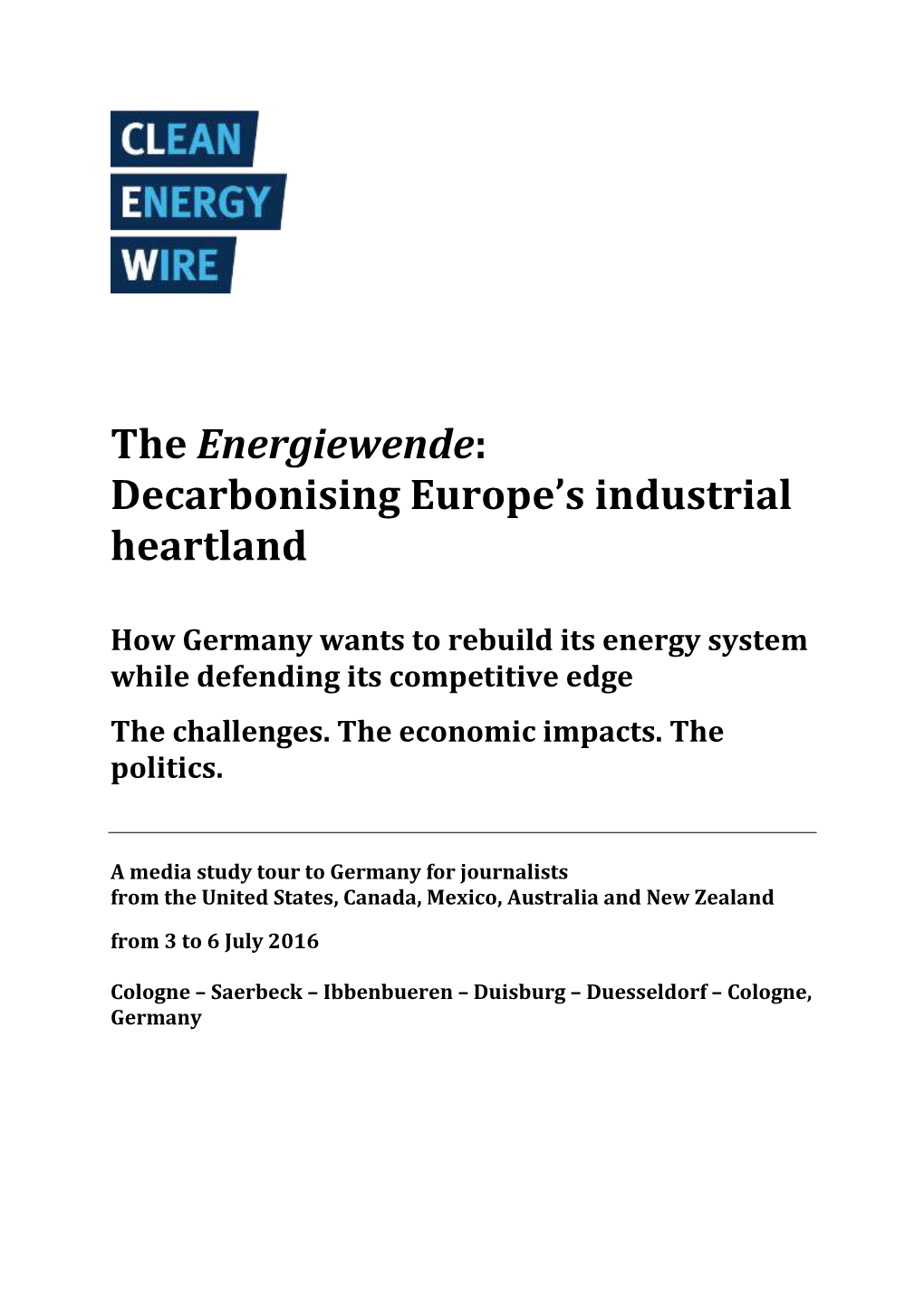 The Energiewende: Decarbonising Europe's Industrial Heartland