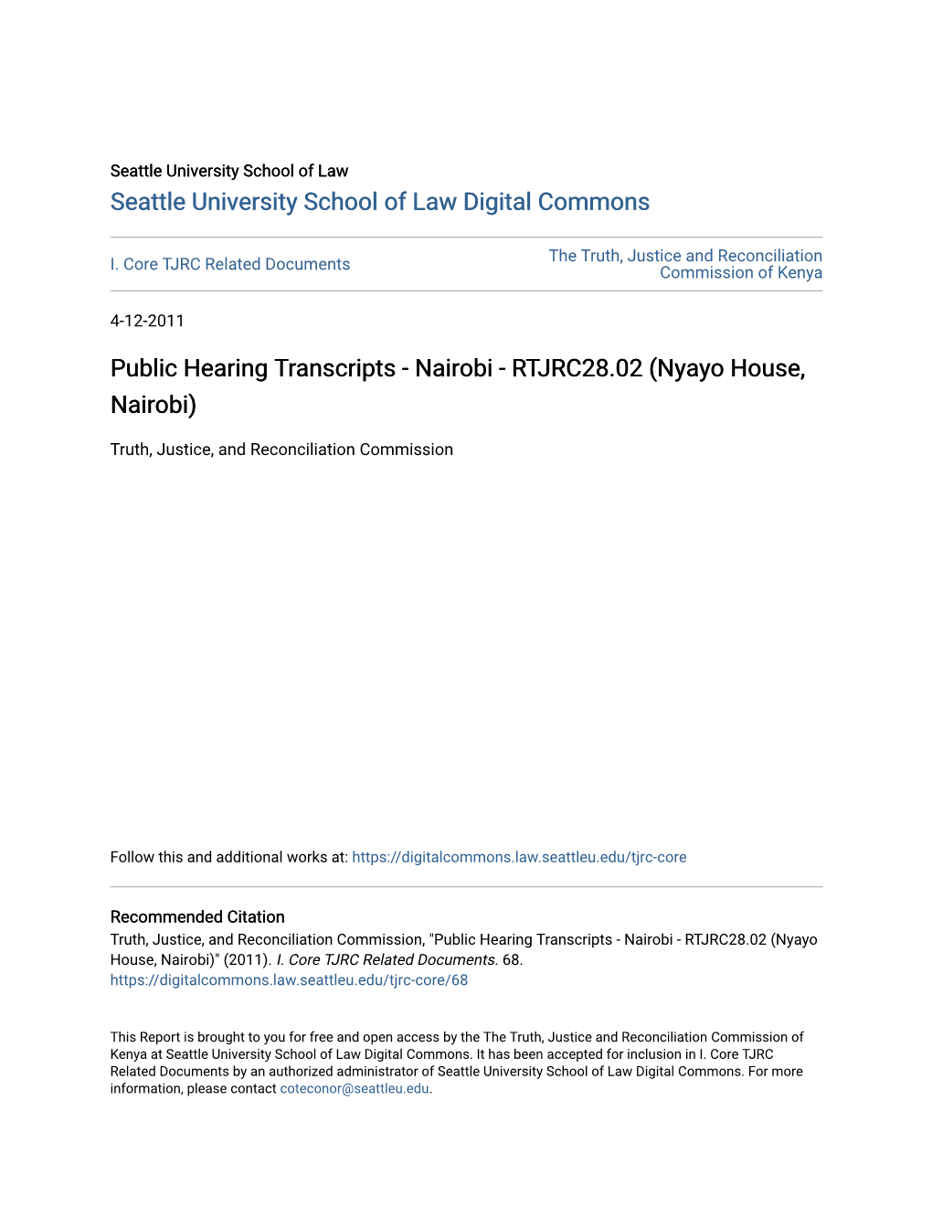 Public Hearing Transcripts - Nairobi - RTJRC28.02 (Nyayo House, Nairobi)