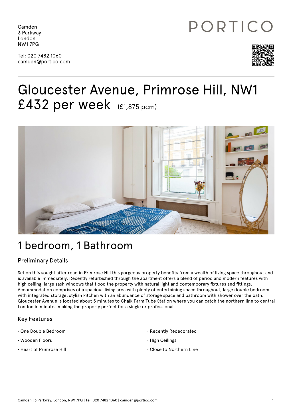 Gloucester Avenue, Primrose Hill, NW1 £450 Per Week