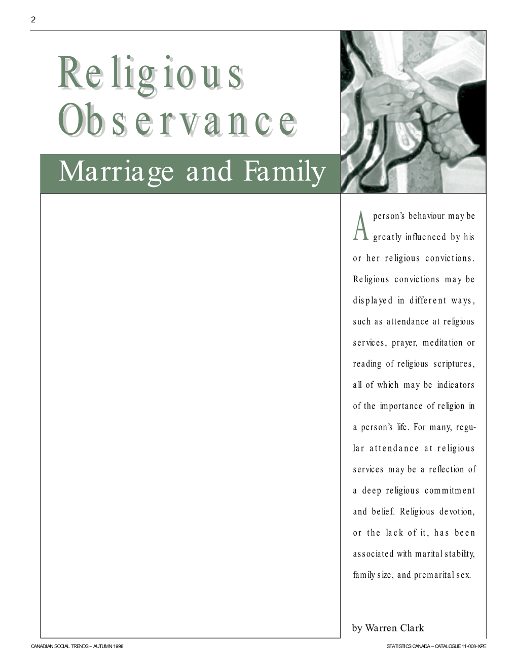 Religious Observance, Marriage and Family