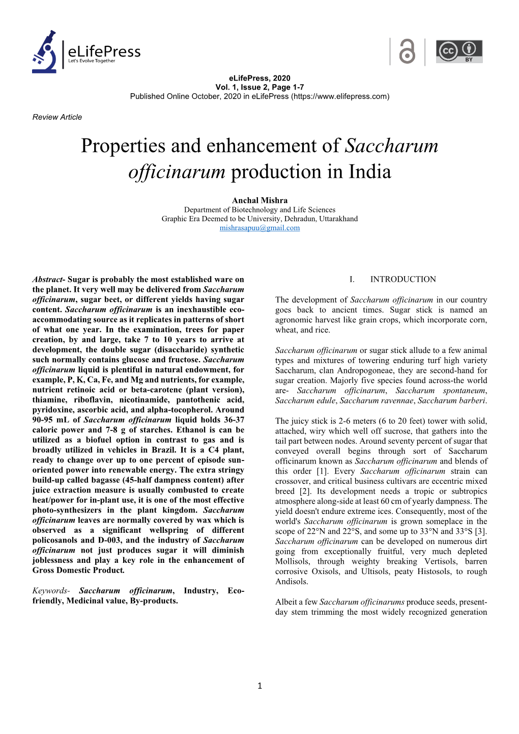 Saccharum Officinarum Production in India