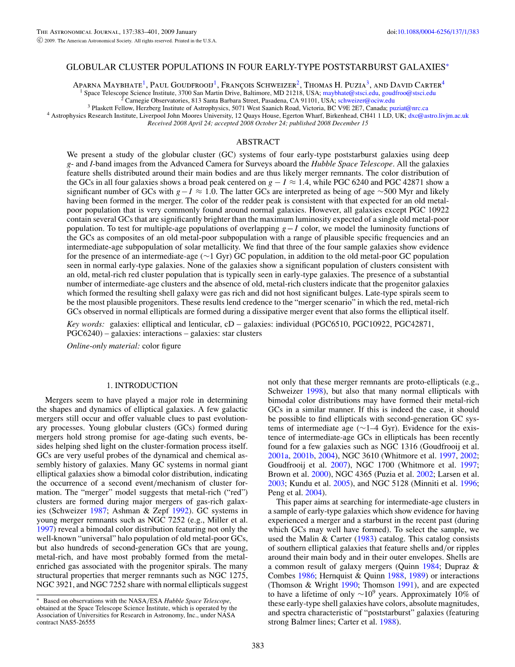 Globular Cluster Populations in Four Early-Type Poststarburst Galaxies∗