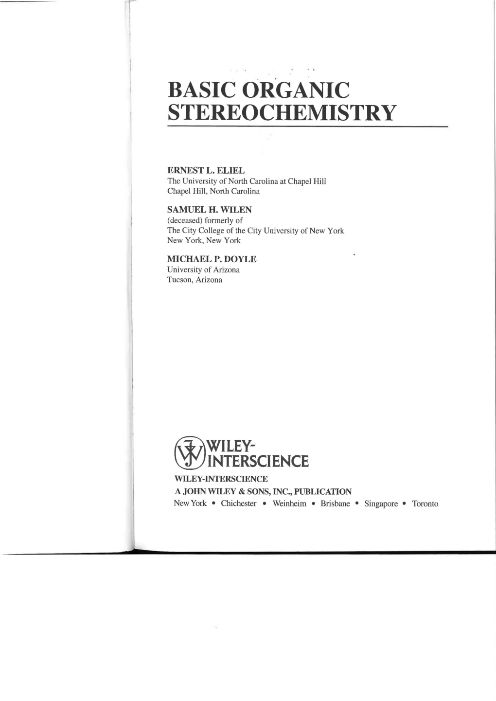 Basic Organic Stereochemistry