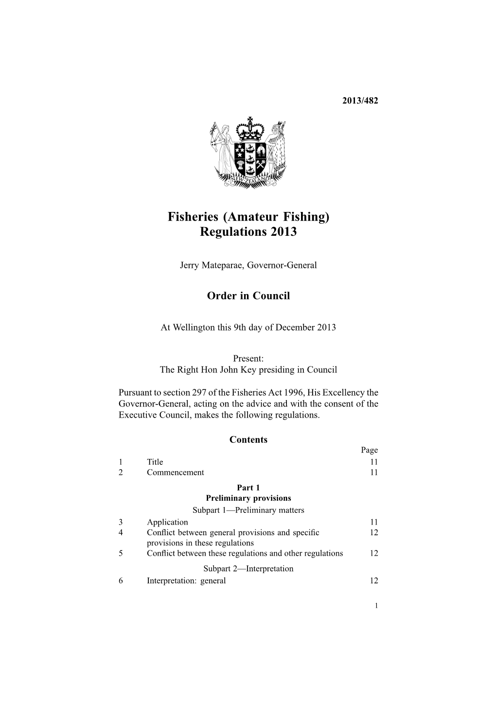 Fisheries (Amateur Fishing) Regulations 2013