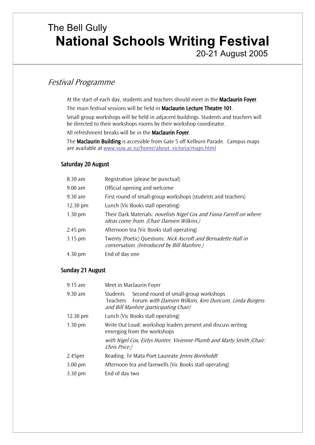 Festival Programme