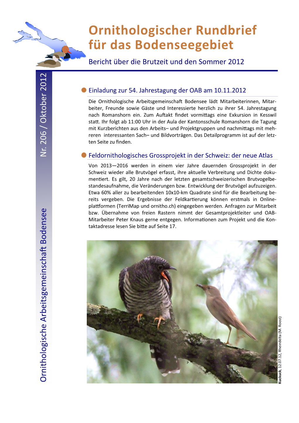 Ornithologischer Rundbrief Für Das Bodenseegebiet