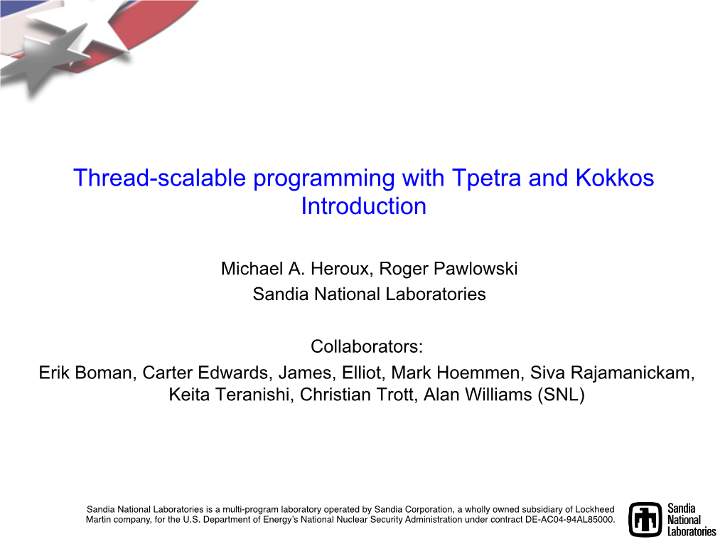 Thread Scalable Programming with Tpetra and Kokkos