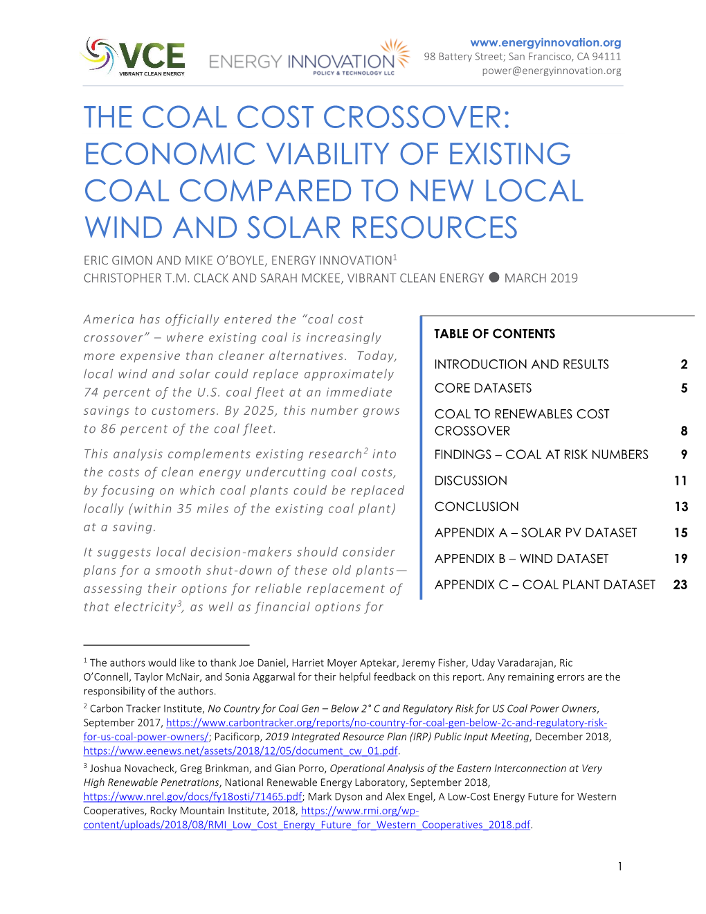 The Coal Cost Crossover: Economic Viability of Existing Coal Compared