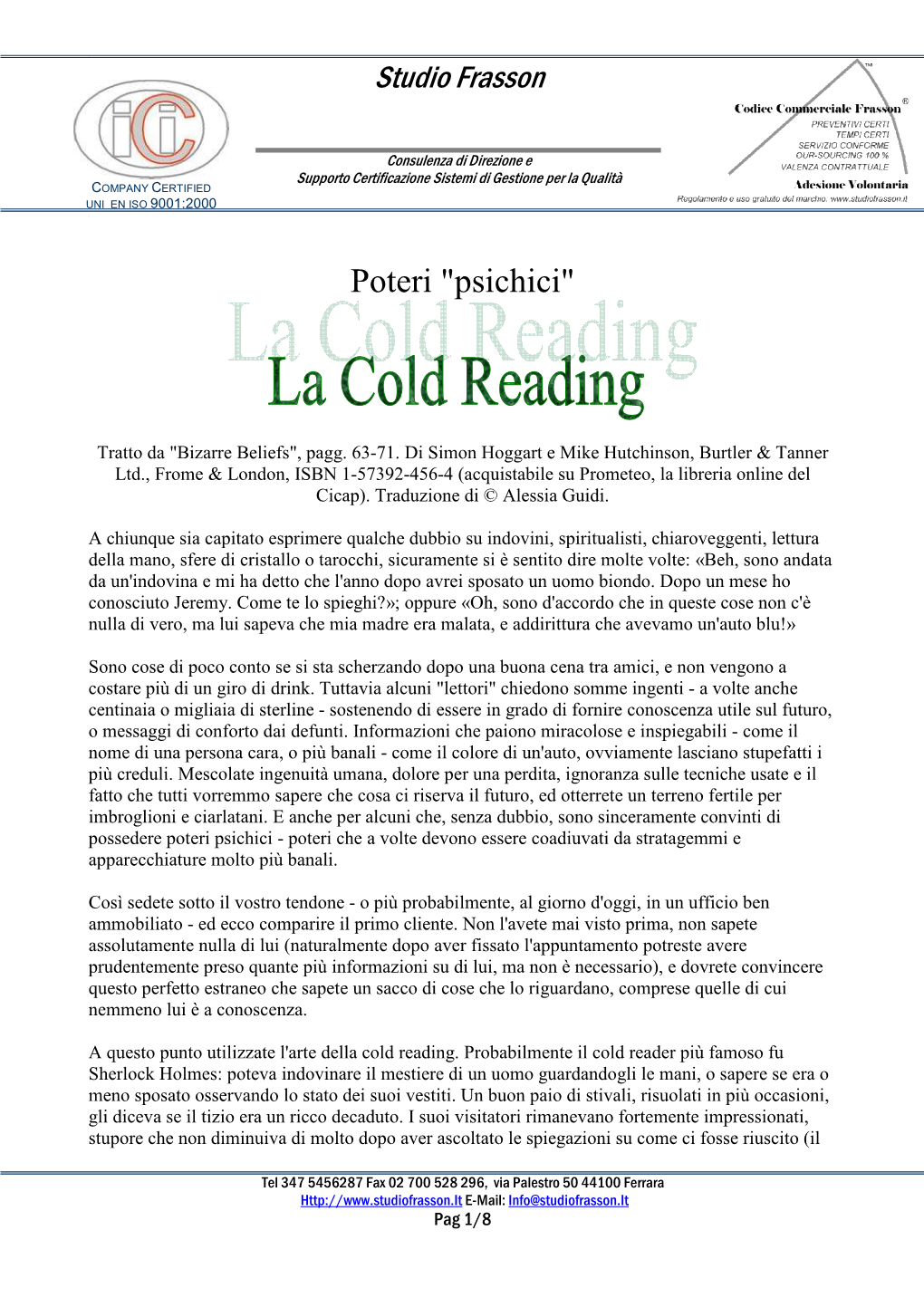 Poteri Cold Reading