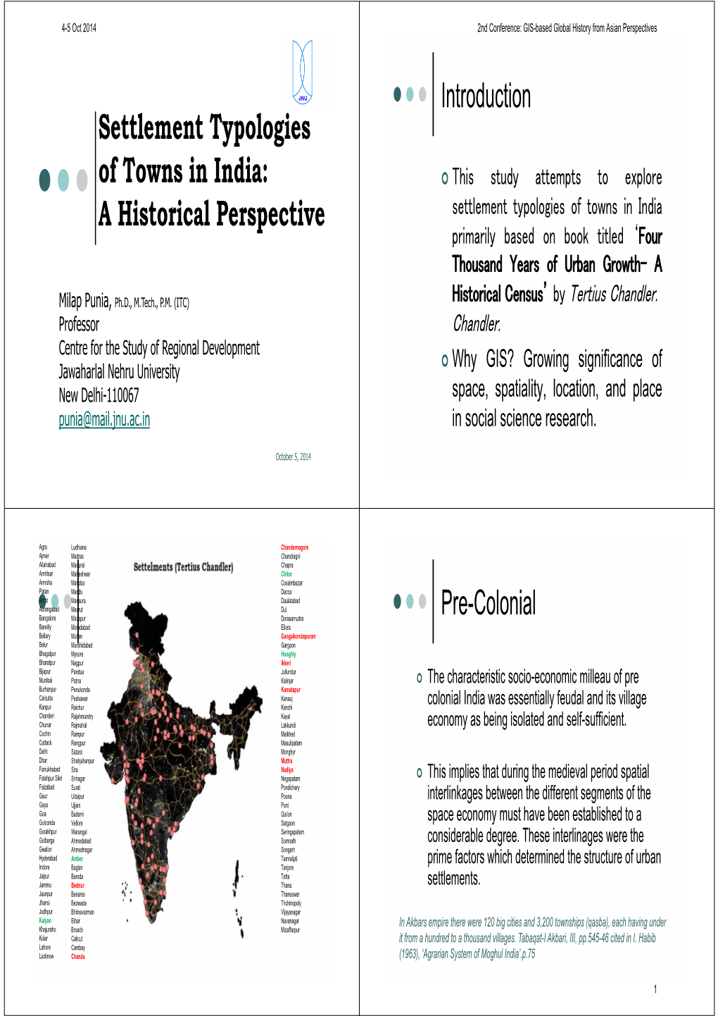 Settlement Typologies of Towns in India: a Historical Perspective