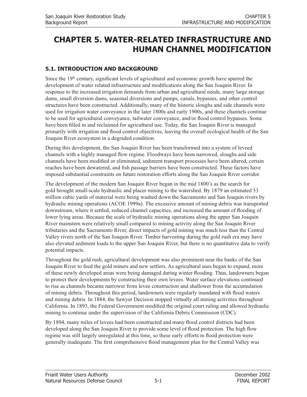 Chapter 5. Water-Related Infrastructure and Human Channel Modification