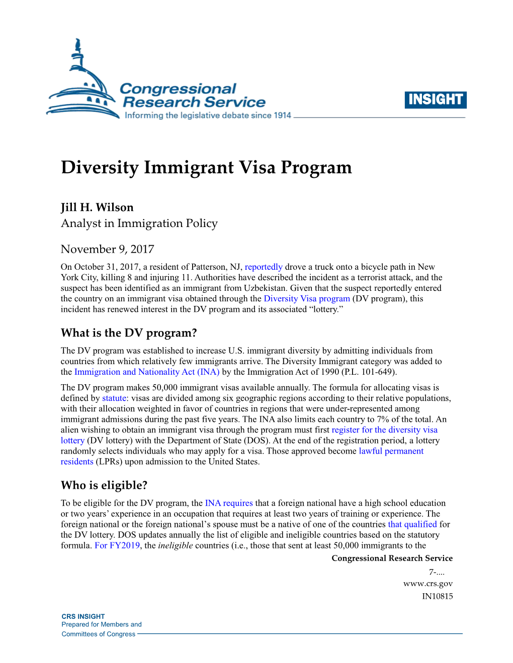 Diversity Immigrant Visa Program