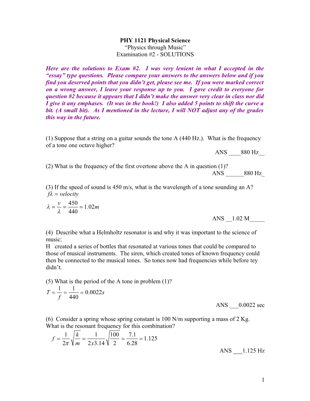 PHY 1121 Physical Science