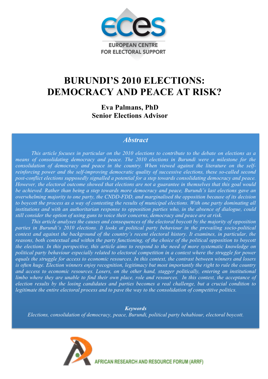 Burundi's 2010 Elections