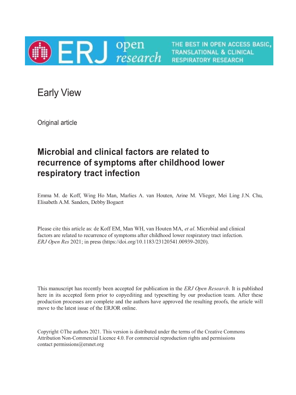 Microbial and Clinical Factors Are Related to Recurrence of Symptoms After Childhood Lower Respiratory Tract Infection