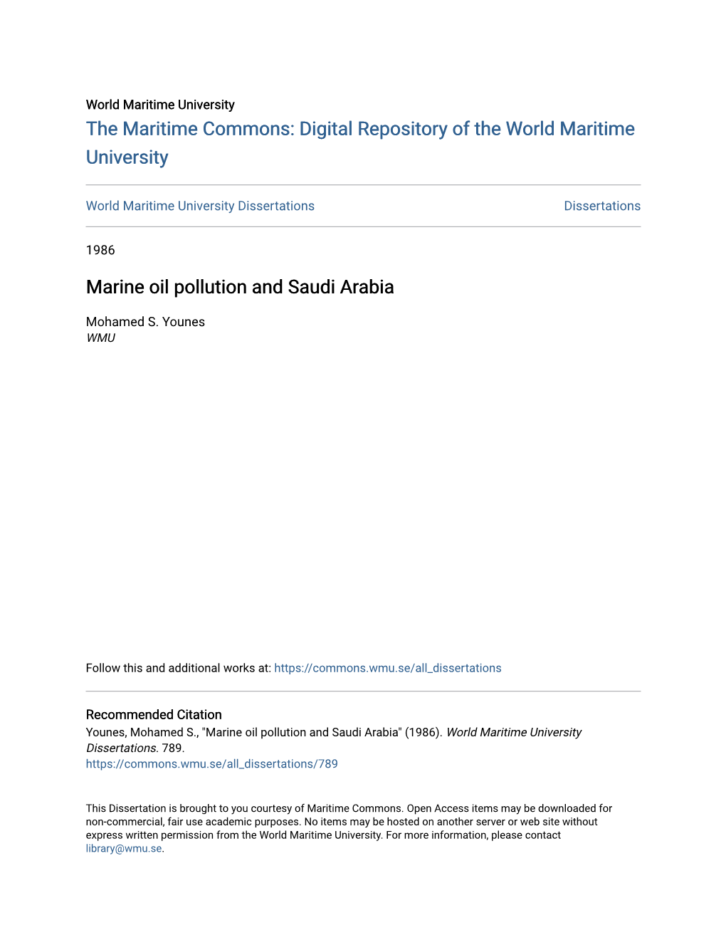 Marine Oil Pollution and Saudi Arabia