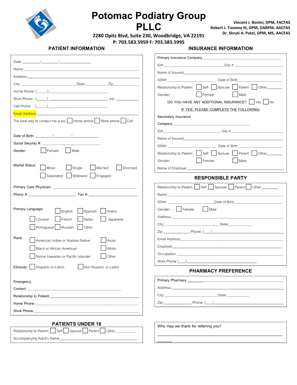 Woodbridge Demographic Form