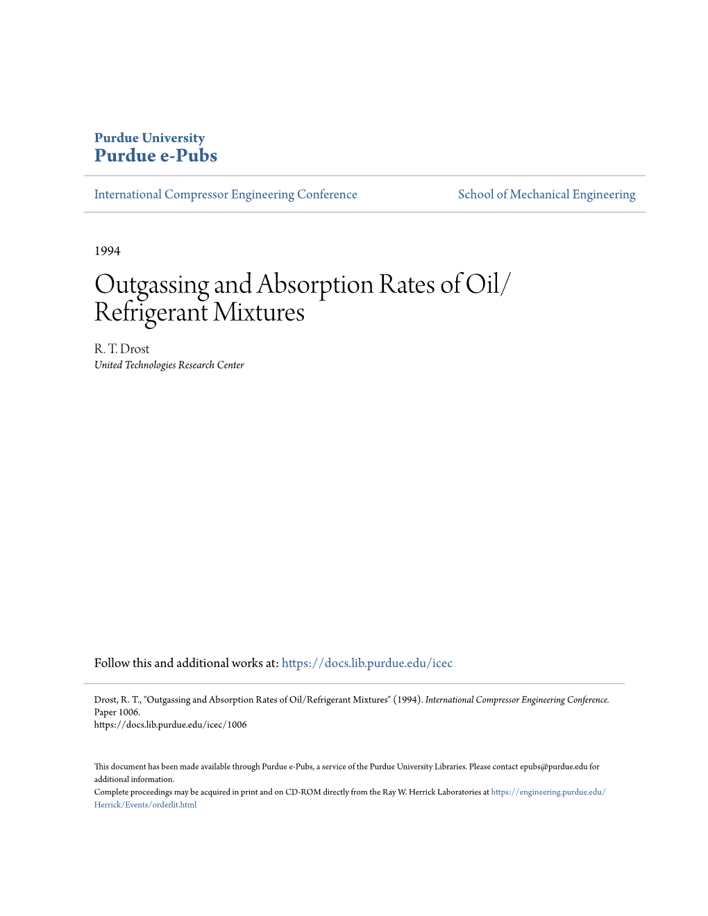 Outgassing and Absorption Rates of Oil/Refrigerant Mixtures