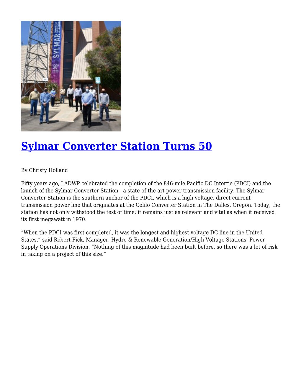 Sylmar Converter Station Turns 50