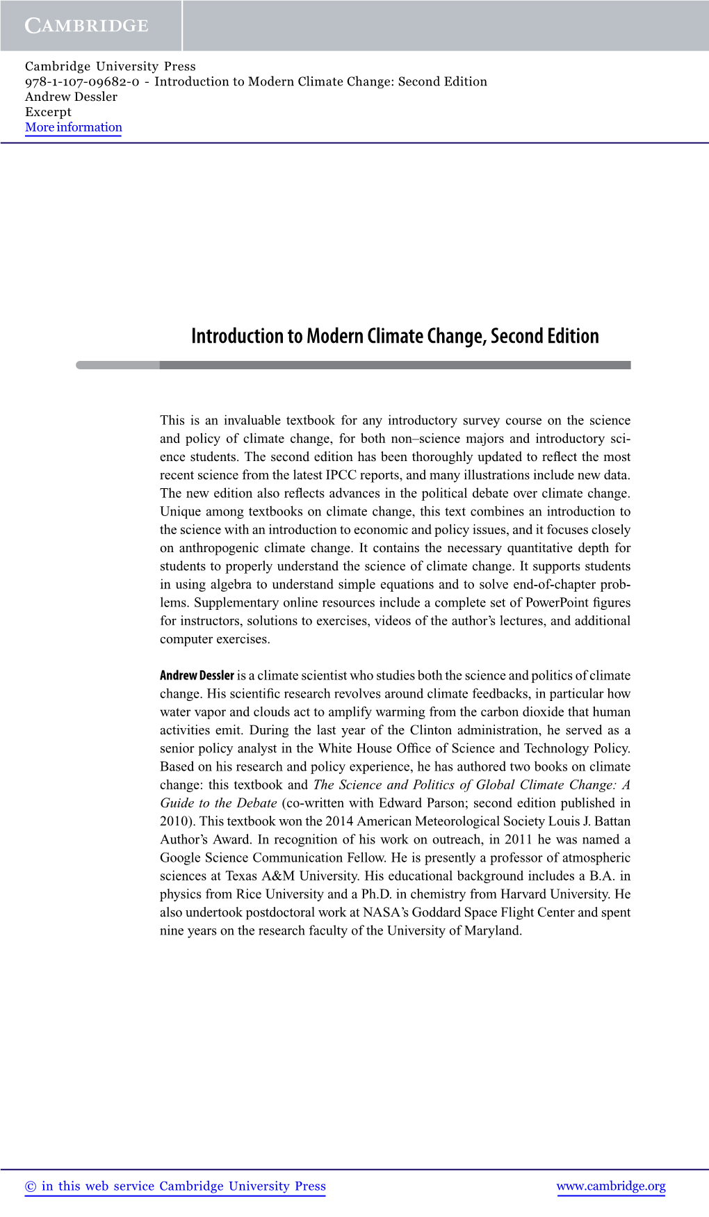 Introduction to Modern Climate Change, Second Edition