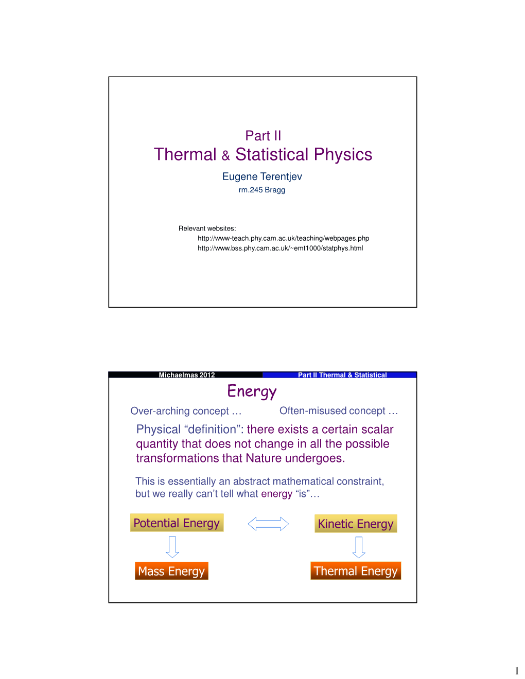 Thermal & Statistical Physics