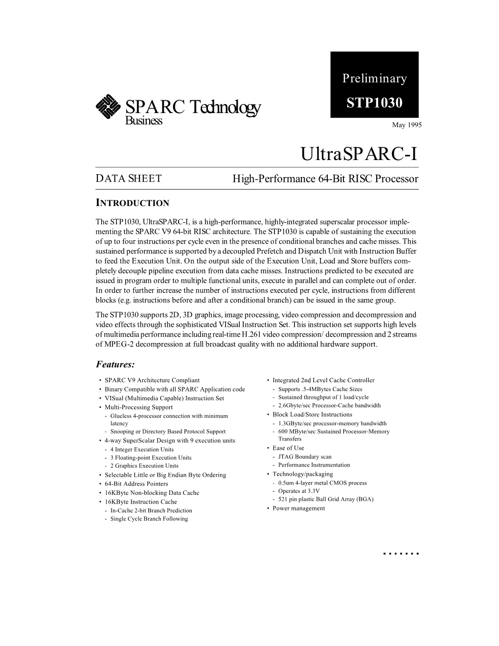 SPARC Technology Ultrasparc-I