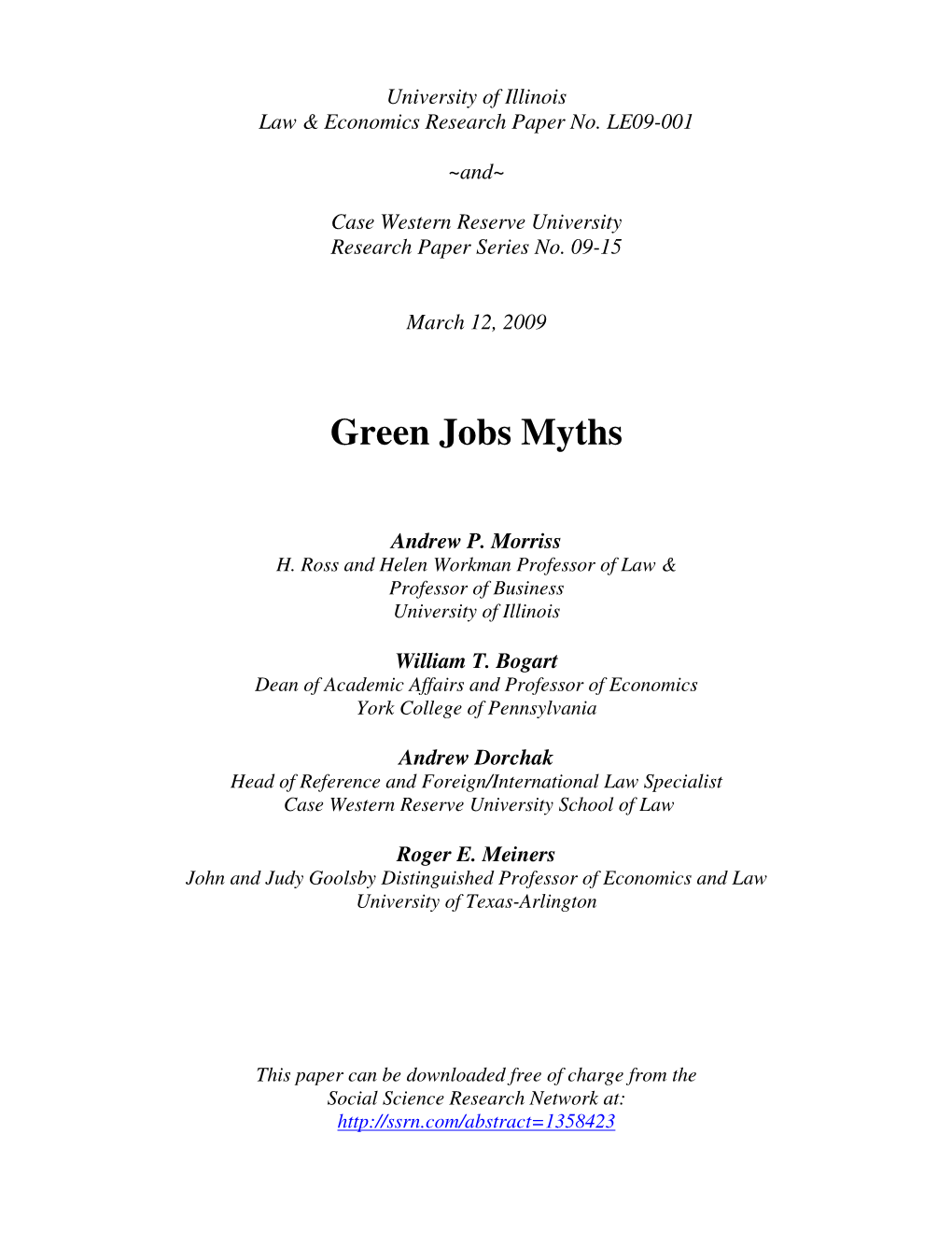 Green Jobs Myths