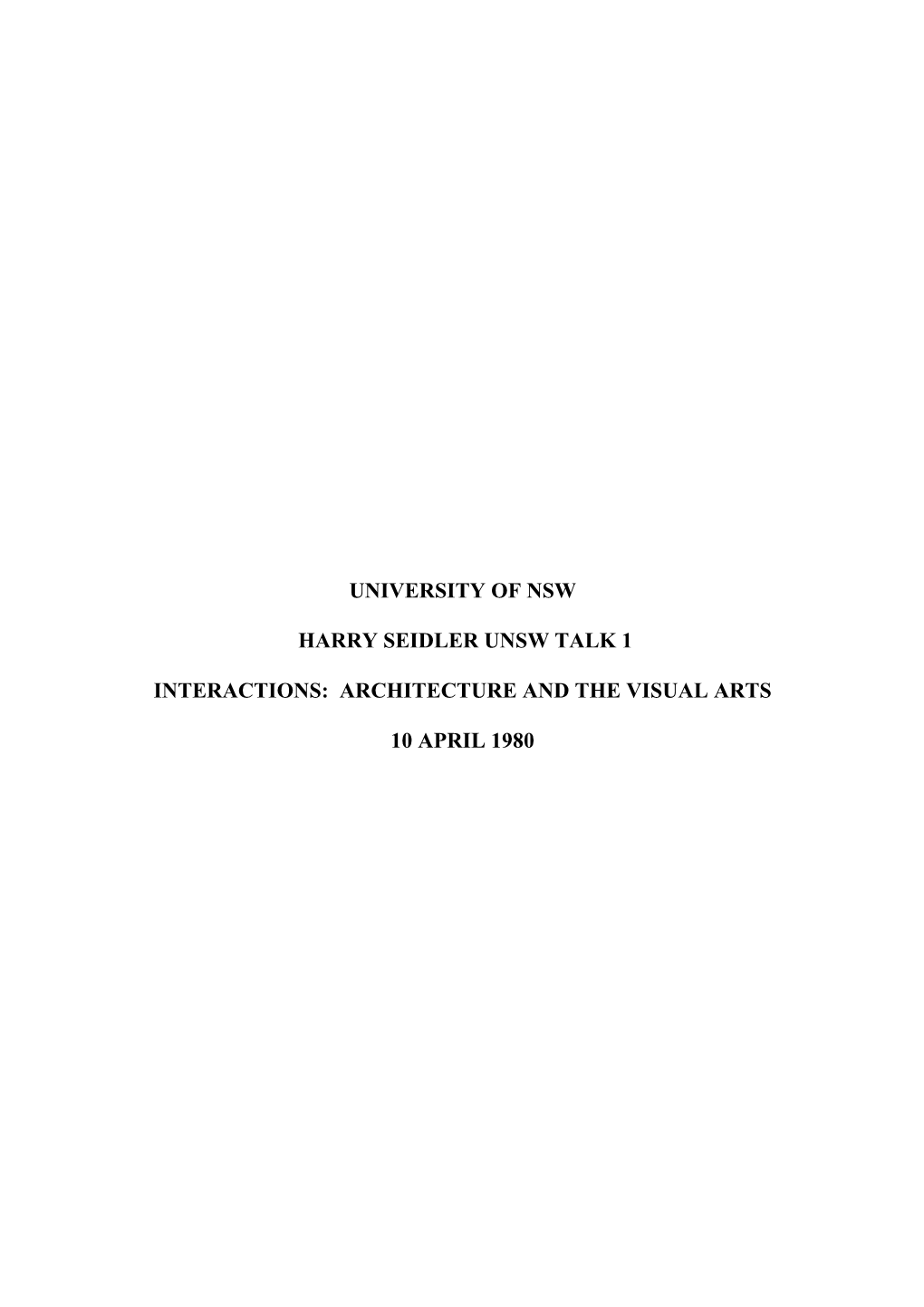 University of Nsw Harry Seidler Unsw Talk 1 Interactions