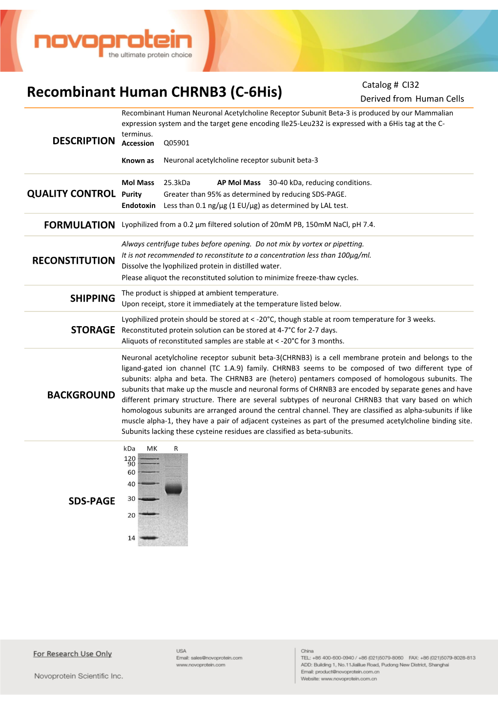 Recombinant Human CHRNB3 (C-6His)