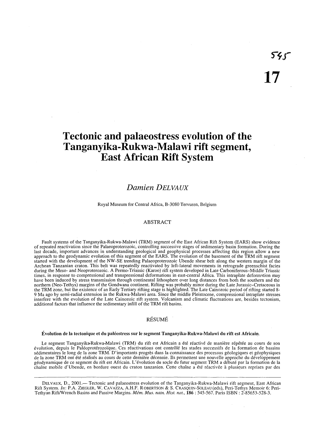 Tectonic and Palaeostress Evolution of the Tanganyika-Rukwa-Malawi Rift Segment, East African Rift System