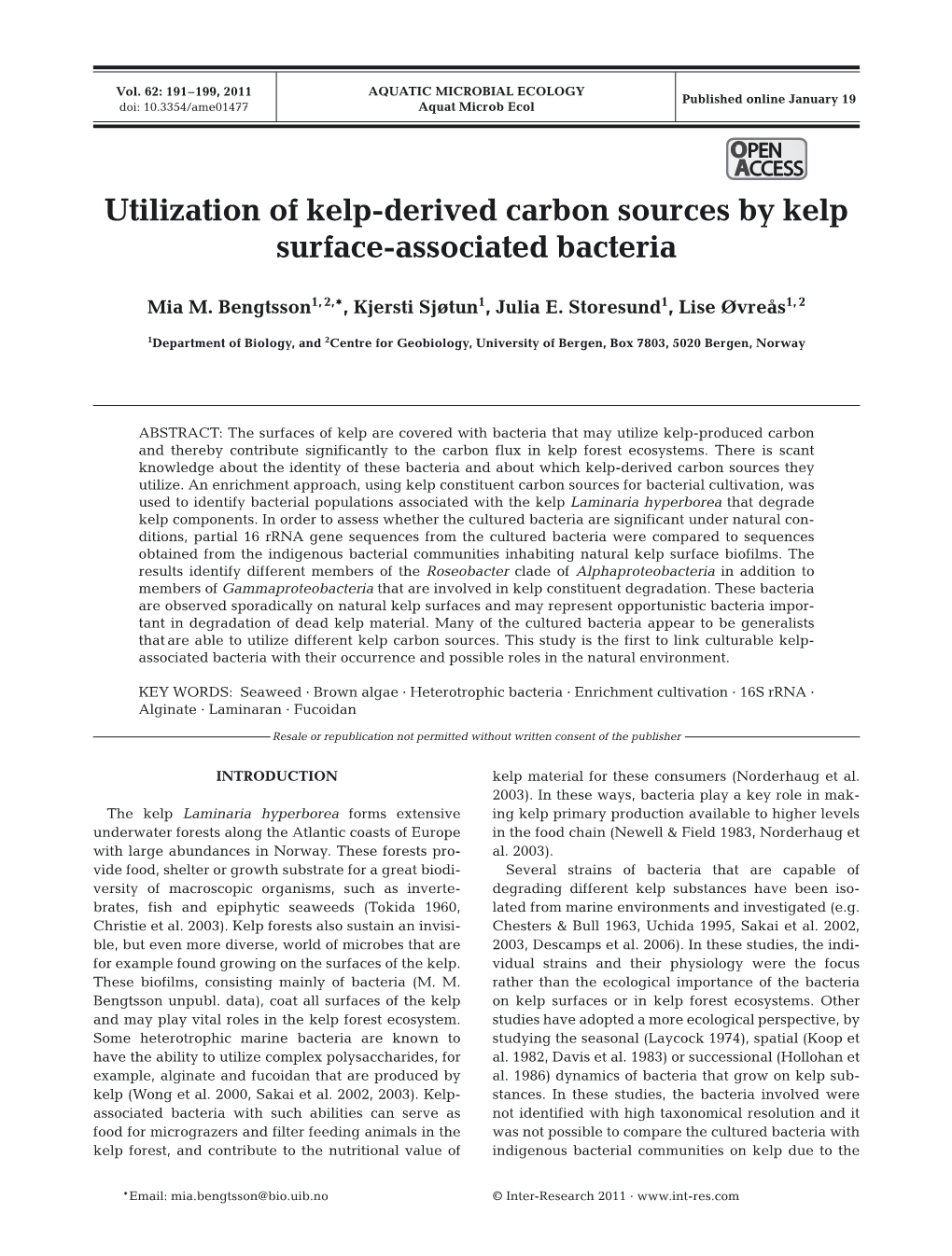 Utilization of Kelp-Derived Carbon Sources by Kelp Surface-Associated Bacteria