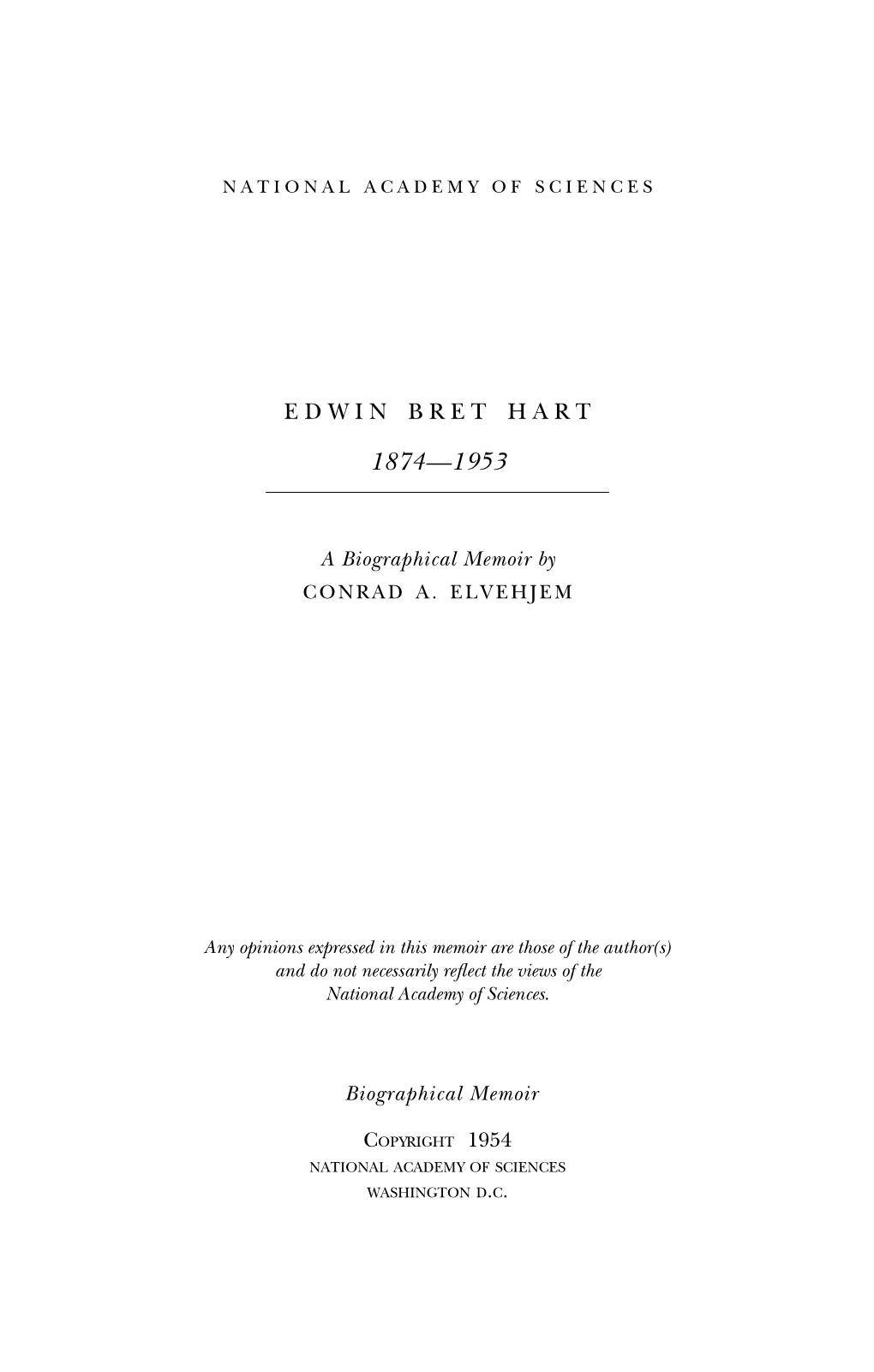 Edwin Bret Hart 1874-1953