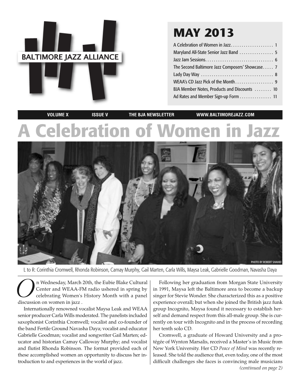 MAY 2013 a Celebration of Women in Jazz