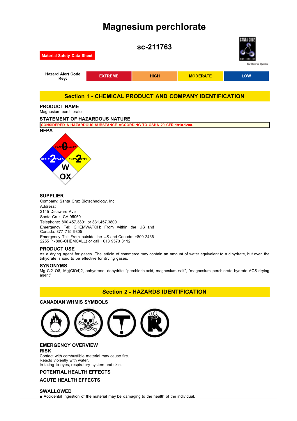 Magnesium Perchlorate