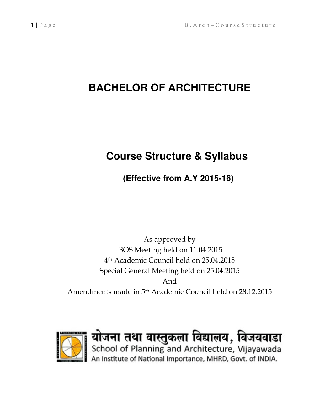 B.Arch – Course Structure