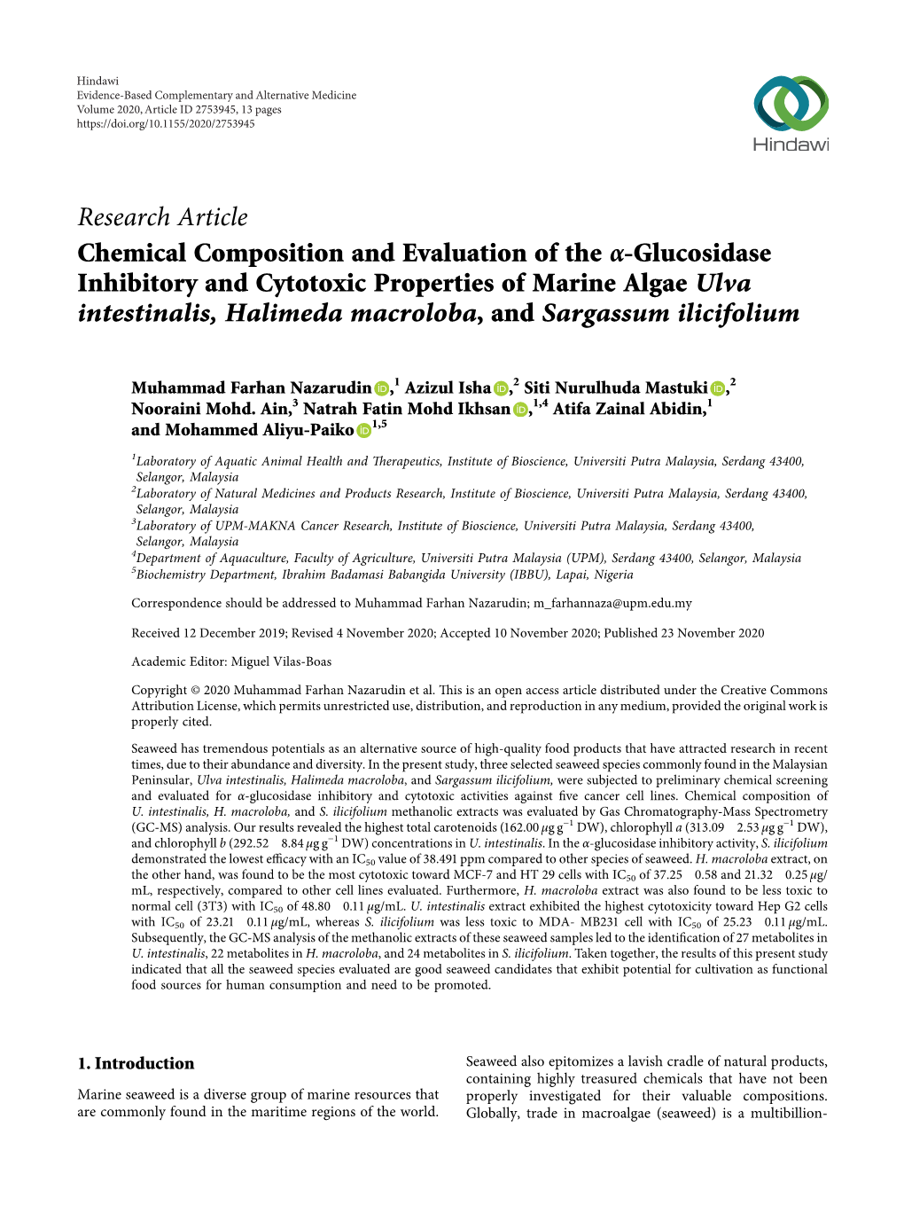 Chemical Composition and Evaluation of the Α-Glucosidase Inhibitory And