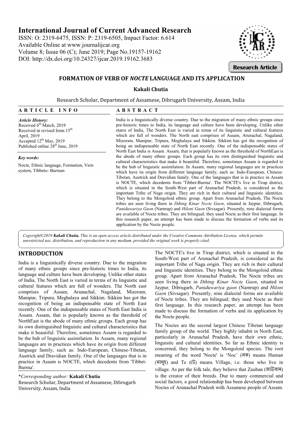 International Journal of Current Advan Urnal of Current Advanced Research