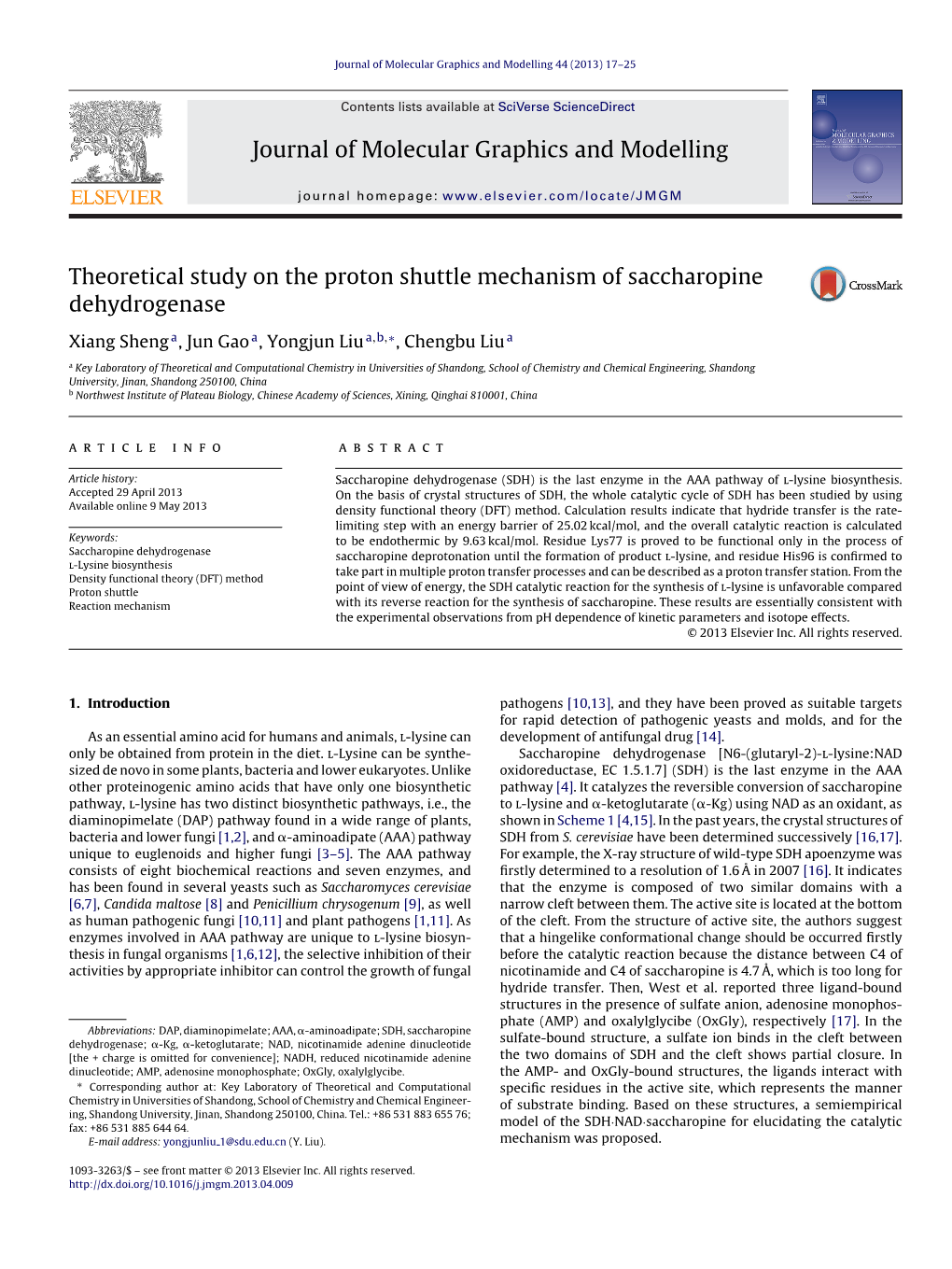 Theoretical Study on the Proton Shuttle Mechanism of Saccharopine Dehydrogenase