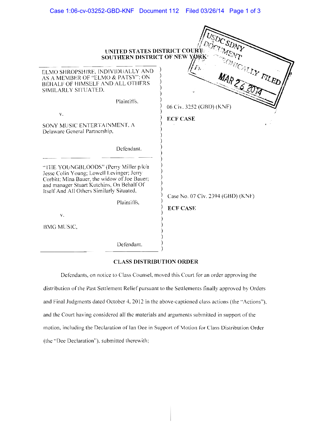 Case 1:06-Cv-03252-GBD-KNF Document 112 Filed 03/26/14 Page